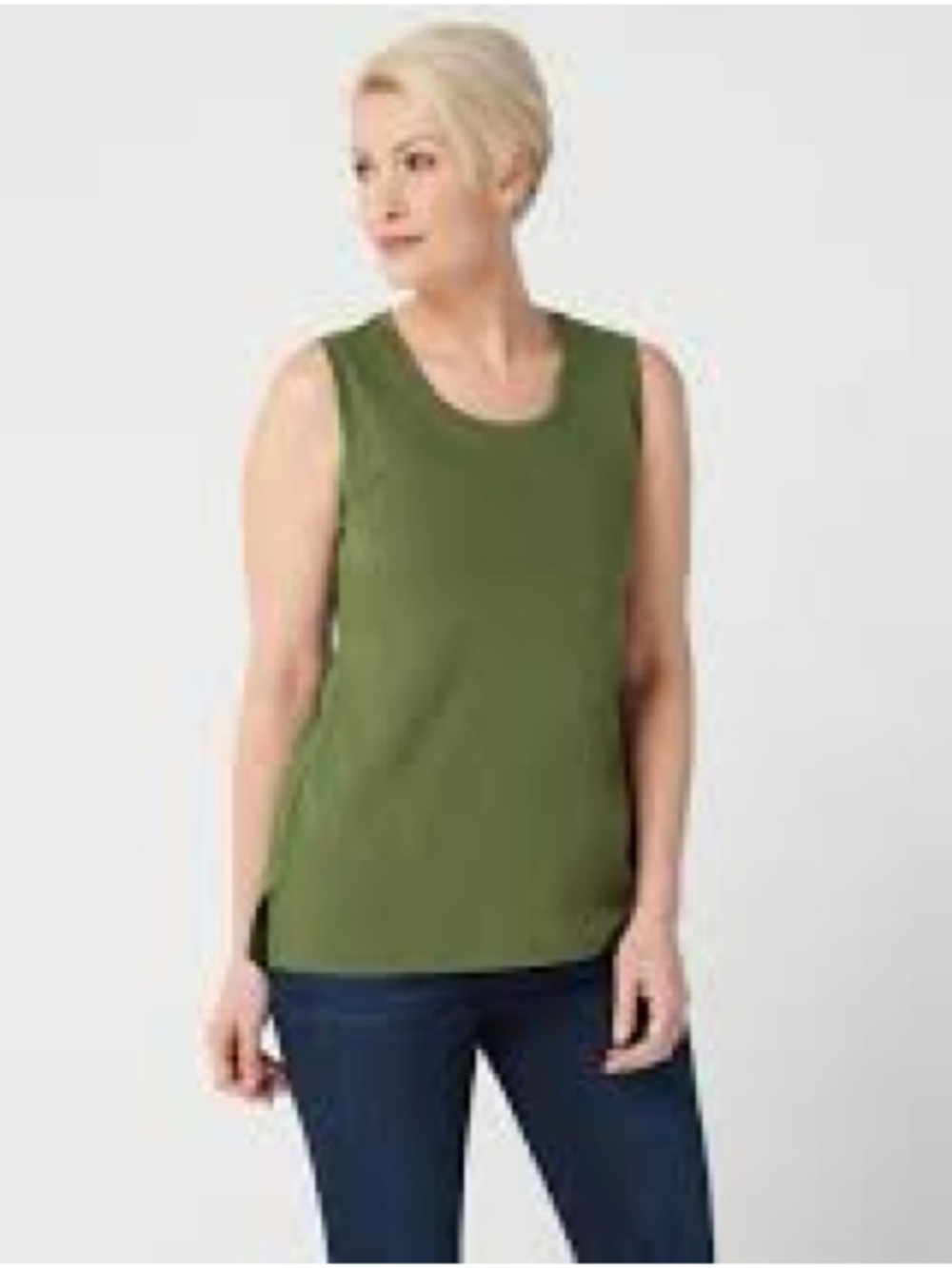 Exclusively Misook Acrylic Knit Tank Top Olive Green Size xl